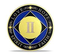 2 Year Sobriety Coin Gifts | Serenity Diamond AA Coin - NA HA AA Chip Locket with Serenity Prayer | Alcoholic Narcotics Anonymous Gifts for the Month of