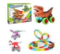 2 Years Dino Car Track Set The Dinosaur Car With Lights And Music 360° Climbing Dinosaur Race Tracks Race Track Train Toys Birthd Folding Carpet (Orange, 33. 6x25. 3 cm)