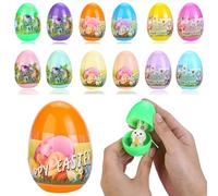 2 Years Girl Games Easter Bunny Stress Pinching Easter Egg Twisting Toy Children's Party Surprise Eggshell Toy Easter Theme 3 Years Girl Games (White, 6CM)