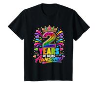 2 Years of Being Awesome 2nd Birthday Girl Leopard Crown T-Shirt