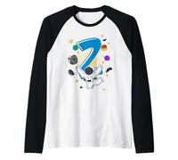 2 Years Old Astronaut 2nd Birthday Space Rocket Boy Raglan Baseball Tee