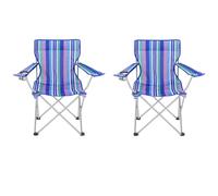 2 Yello Folding Beach Chairs For Camping, Fishing Or Beach - Blue stripes
