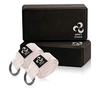 2 Yoga Blocks + 2 Straps - Starter Kit for Beginners. Ideal Yoga Gift. Great for Home indoor exercises