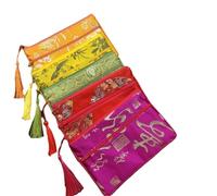 2 Zipper Universal Cell Phone Pouch Jacquard Silk Brocade Phone Storage Bag Ladies Mobile Phone Purse (7.08 x 4.72 inches, Mixed Color 10pcs)