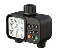 2 Zone Sprinkler Timer for Garden Hose, 8 Programmable Hose Water Timer with Auto Rain Delay, 3.3“ Large LCD Display Digital Irrigation System for Plant, Yard, Lawns, Outdoor