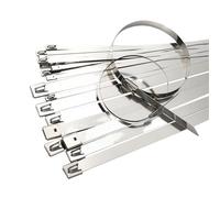 20 100Pcs 12mm 0.47 inch 304 Stainless Steel Cable Twist tie Lock Metal Zip wrap Coated Metal detectable Cable tie(20PCS,12x600mm)