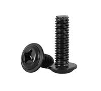 20-100pcs M1.4/M1.7/M2/M2.5/M3/M3.5/M4 Black Zinc Plating Carbon Steel PWM-type Pan Head Machine Screws with Integral Washer, M2x10mm(100pcs)