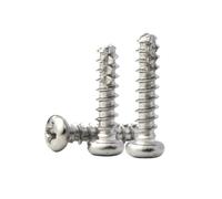 20-100pcs M2/M2.3/M2.6/M3/M3.5/M4 PT-type Carbon Steel Round Head Cross Recessed Self-tapping Screws with Cut Tail, M2x4mm(100pcs)