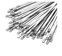 20/100pcs Stainless Steel Cable Ties Metal Zip Tie Straps for Exhaust Wrap Multi-Purpose Heavy Duty Self-Locking Fastening Rings(4.6x200mm,60PCS)
