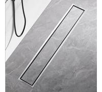 20-120cm Linear Shower Drain Cover 10cm Wide Brushed Silver 304 Stainless Steel Rectangular Floor Drain with Tile Insert Grate Long for Bathroom Balcony(10 * 80cm)