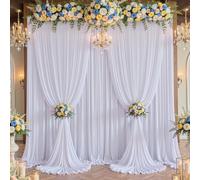 20×14 ft White Wrinkle Free Backdrop Curtain, Soft Silky Polyester Wedding Drapes 4 Panels 14ft Height Photo Backdrop Curtains for Parties Birthday Baby Shower Photography Background Cloth