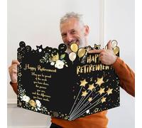 20 * 14" Happy Retirement Party Guest Book Group Signature Greeting Card Congrats Card Farewell Guest Book Retirement Party Decors for Women Men Colleague Co-Worker Retirement Party Supplies