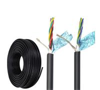 20/18 AWG Twisted Pair Shielded Communication Cable 2/4/6/8/10 Core,Pure Copper Multi-Core,Aluminum Foil+Copper Braided Shielding For Audio,Industrial Automation&Control Panels(30FT,20AWG-2C)