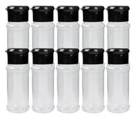 20/1PCS Clear Plastic Spice Bottle Salt Pepper Shaker Seasoning Jars Container BBQ Condiment Bottles with Lids Kitchen Gadgets(Black-20PCS)