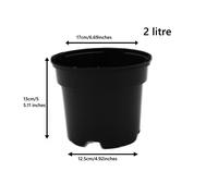 (20, 2 L) Black Plastic Plant Pot Flower Pots 0.5 1 2 3 4 5 7.5 10 12 15 25 32 45 60 Litre