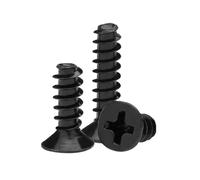 20-200pcs M1.4/M1.7/M2/M2.3/M2.6/M3/M3.5/M4 Black Zinc Plating Carbon Steel KB-type Countersunk Head Cross Recessed Flat Point Self-tapping Screws, M2.3x12mm(100pcs)