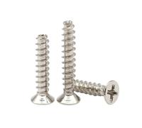 20-200pcs M1.4/M1.7/M2/M2.3/M2.6/M3/M3.5/M4 Nickel Plated Carbon Steel KB-type Countersunk Head Cross Recessed Flat Point Self-tapping Screws, M3.5x12mm(30pcs)