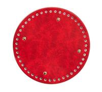 20 * 20cm Retro Round Bottom for Knitted Bag PU Leather Base Handmade with Holes DIY Crochet Accessories(Red)