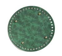 20 * 20cm Retro Round Bottom for Knitted Bag PU Leather Base Handmade with Holes DIY Crochet Accessories(Green)