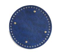 20 * 20cm Retro Round Bottom for Knitted Bag PU Leather Base Handmade with Holes DIY Crochet Accessories(Blue)