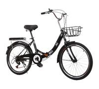 20" 22" 24" 26" Folding Bike - Adult Folding Bike with 7-Speed, High Carbon Steel Frame, Fold Up Bike for City Commute, Foldable Bicycle with Rear Rack Front Basket B,22 inch