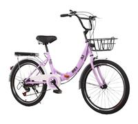 20" 22" 24" 26" Folding Bike - Adult Folding Bike with 7-Speed, High Carbon Steel Frame, Fold Up Bike for City Commute, Foldable Bicycle with Rear Rack Front Basket C,24 inch