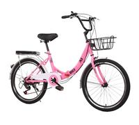 20" 22" 24" 26" Folding Bike - Adult Folding Bike with 7-Speed, High Carbon Steel Frame, Fold Up Bike for City Commute, Foldable Bicycle with Rear Rack Front Basket D,20 inch