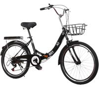 20/22/24/26 Inch Folding Bike with 21 Speeds, Carbon Steel Frame, Folding Bike for City Traffic, Folding Bike with Cushion C,26in
