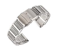20/22/24mm silver/black mesh stainless steel strap adjustable folding strap replacement