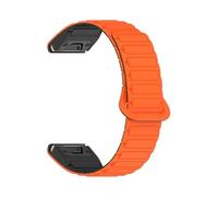 20/22/26mm Quick Fit Silicone Magnetic watchband fit for Garmin Fenix 8 7X 7 7S Fenix 5X 5S Plus 3HR(Orange Black,22mm)