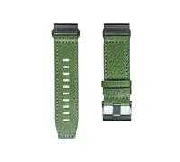 20 22 26mm Quickfit Leather Strap Fit For Garmin Fenix/Actix/Forerunner/Vivoactive/Apploach/MARQ/Enduro(GRN,26mm)