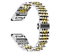 20/22/26mm Stainless Steel Strap Fit for Garmin Fenix 8/Fenix 7/Fenix 6/Fenix 5/EPIX 2/Fenix 7X/6X(Silver Gold,20mm)