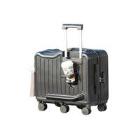 20/22" Ride-On Suitcase, Carry On Luggage with Spinner Wheels, ABS Ride-On Luggage Travel Rolling Suitcases for Business Travel, School, Leaning(Black,20")