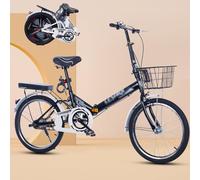 20/22inch Mountain Bike, Lightweight Alloy Folding Bikes For Adults, Height Adjustable Rear Shock Dual Disc Brakes Small Fold Up Size(Black,22 inch)