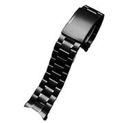 20/22mm Curved End Solid Matte Stainless Steel Watch Band Fit for Seiko/Citizen/Casio/Timex(B-Black,22mm)