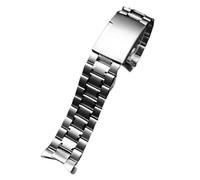20/22mm Curved End Solid Matte Stainless Steel Watch Band Fit for Seiko/Citizen/Casio/Timex(B-Silver,24mm)