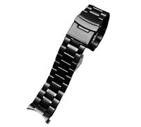 20/22mm Curved End Solid Matte Stainless Steel Watch Band Fit for Seiko/Citizen/Casio/Timex(C-Black,24mm)