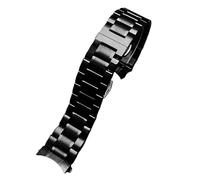 20/22mm Curved End Stainless Steel Watch Band Fit for Seiko/Citizen/Casio(A-Black,24mm)