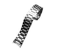 20/22mm Stainless Steel Curved End Watch Strap with Double Safety Clasp Fit for Seiko/Timex/Citizen/Casio(C Silver,24mm)