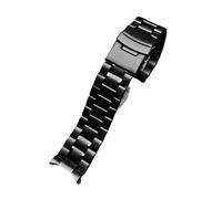 20/22mm Stainless Steel Curved End Watch Strap with Double Safety Clasp Fit for Seiko/Timex/Citizen/Casio(A Black,18mm)