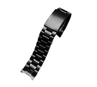 20/22mm Stainless Steel Curved End Watch Strap with Double Safety Clasp Fit for Seiko/Timex/Citizen/Casio(B Black,18mm)