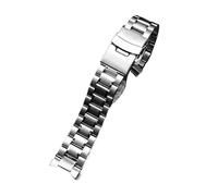 20/22mm Stainless Steel Curved End Watch Strap with Double Safety Clasp Fit for Seiko/Timex/Citizen/Casio(A Silver,20mm)