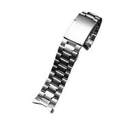 20/22mm Stainless Steel Curved End Watch Strap with Double Safety Clasp Fit for Seiko/Timex/Citizen/Casio(B Silver,24mm)