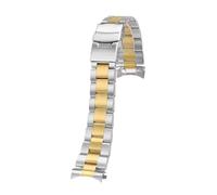 20/22mm Stainless Steel Curved end Watchband Fit for Casio Duro MDV106-1A MDV-106 Mdv107-1A(Silver-gold)