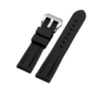 20 22mm Watch Strap Compatible With PAM 24mm 26mm Quick Release Silicone Wrist Strap(Black,20mm)