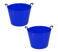 20/26L Blue Flexi Tub (2 Pack) - Strong Flexible Plastic Utility Buckets for Gardening, DIY Projects, Laundry Organisation, Pet Feed, Garage Storage & Car Boot Organisation Use