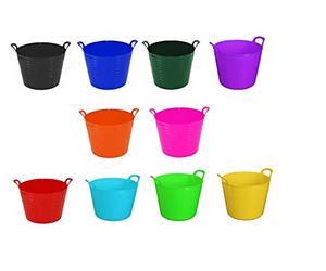 20/26L Litre Robust Flexi Tubs Multipurpose Flexible Rubber Storage Container Buckets Garden Trugs Basket Polyethylene Flex Tub For Home Gardening Toys -Made in UK (Set of 5, 20L) (Random)