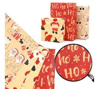 20 * 28 inch Xmas Wrapping Paper, 6Pcs Recyclable Kraft Paper Includes Various Styles, Suitable for Celebrating Christmas Party