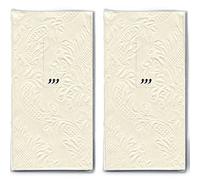20 (2x) Moments Ornament Cream/Beige - Plain Handkerchiefs With Decoration Embossed Wedding/Love Tears