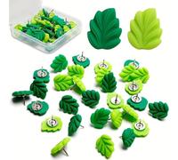 20 30 50 PCS Decorative Push Pins Green Leaf Flat Thumb Tacks Decorative Board Pins for Cork Bulletin Board Photos Wall Maps Office and School Supplies (30)